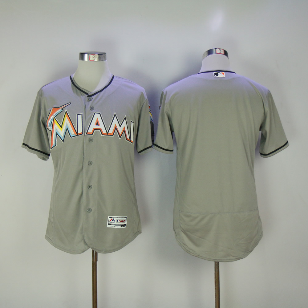 Men Miami Marlins Blank Grey MLB Jerseys->miami marlins->MLB Jersey